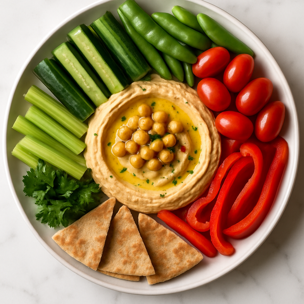 Mediterranean Hummus Platter with Fresh Veggies